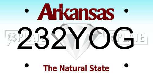 232YOG Arkansas License Plate