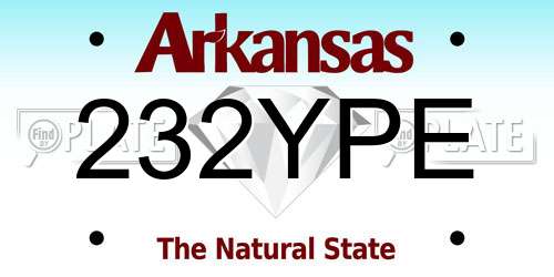 232YPE Arkansas License Plate