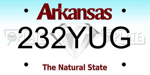 232YUG Arkansas License Plate