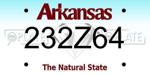 232Z64 Arkansas License Plate