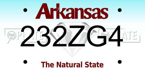 232ZG4 Arkansas License Plate