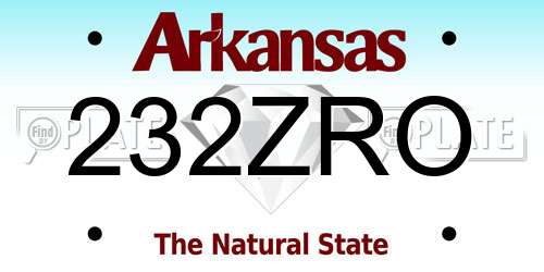 232ZRO Arkansas License Plate