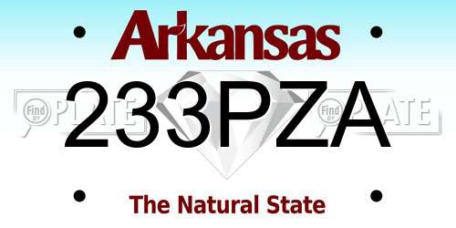 233PZA Arkansas License Plate