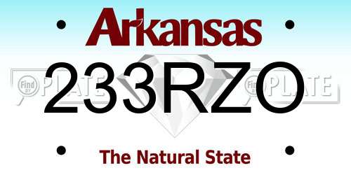 233RZO Arkansas License Plate