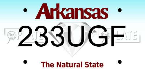 233UGF Arkansas License Plate