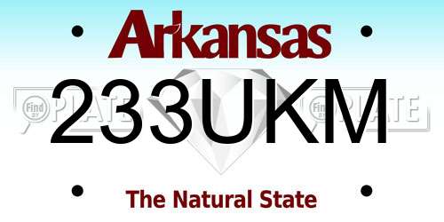 233UKM Arkansas License Plate