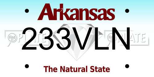 233VLN Arkansas License Plate
