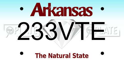 233VTE Arkansas License Plate