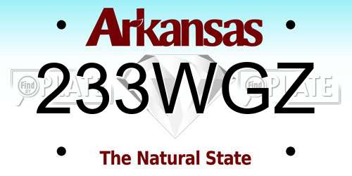 233WGZ Arkansas License Plate