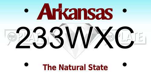 233WXC Arkansas License Plate