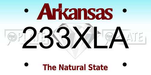 233XLA Arkansas License Plate