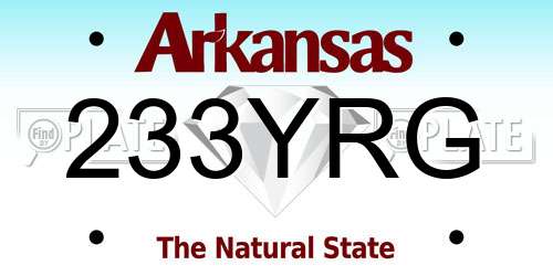 233YRG Arkansas License Plate