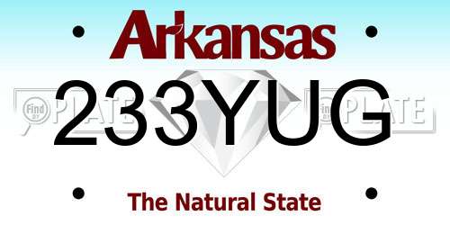 233YUG Arkansas License Plate