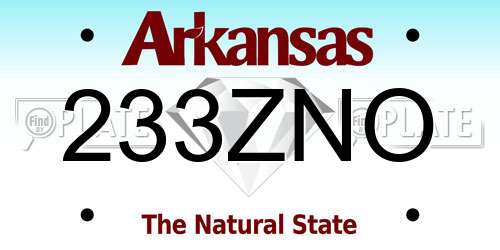 233ZNO Arkansas License Plate