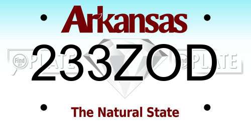 233ZOD Arkansas License Plate
