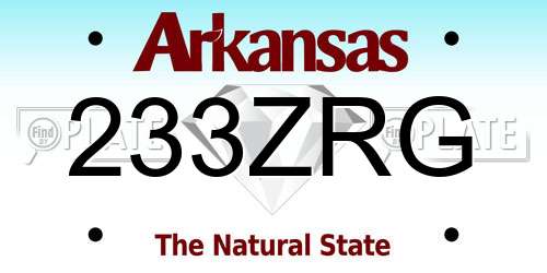 233ZRG Arkansas License Plate