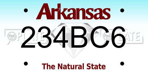 234BC6 Arkansas License Plate