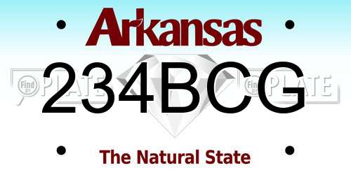 234BCG Arkansas License Plate