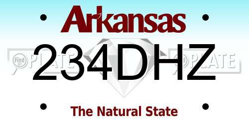 234DHZ Arkansas License Plate
