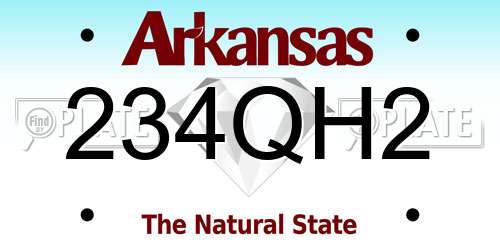 234QH2 Arkansas License Plate