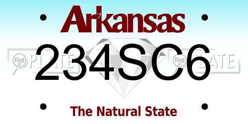 234SC6 Arkansas License Plate