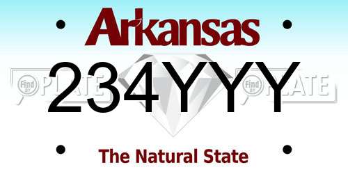 234YYY Arkansas License Plate