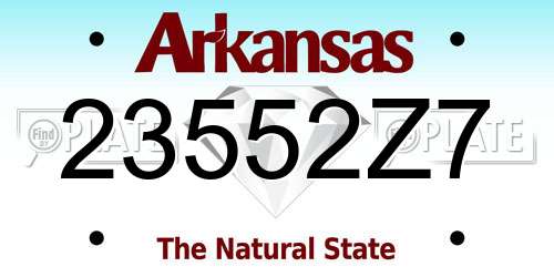 23552Z7 Arkansas License Plate