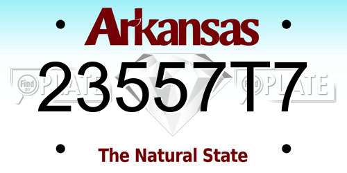 23557T7 Arkansas License Plate