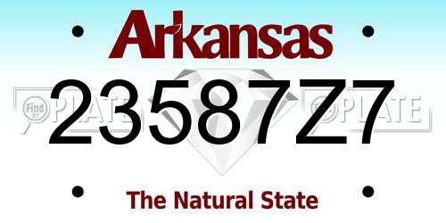 23587Z7 Arkansas License Plate