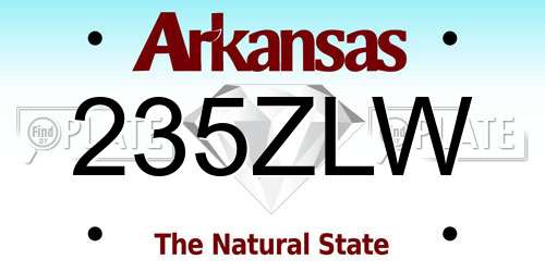 235ZLW Arkansas License Plate