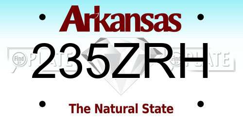 235ZRH Arkansas License Plate
