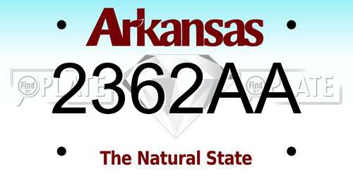 2362AA Arkansas License Plate