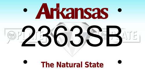 2363SB Arkansas License Plate
