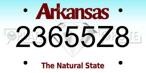 23655Z8 Arkansas License Plate