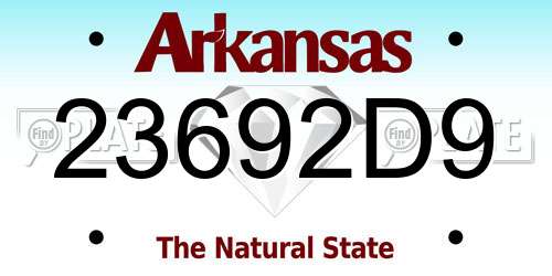 23692D9 Arkansas License Plate