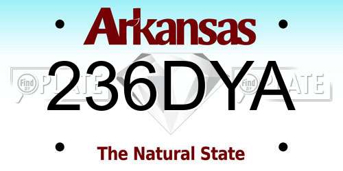 236DYA Arkansas License Plate