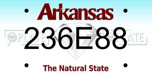 236E88 Arkansas License Plate