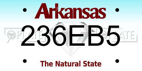 236EB5 Arkansas License Plate