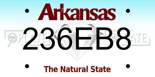 236EB8 Arkansas License Plate