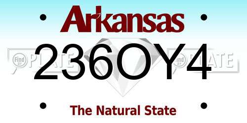 236OY4 Arkansas License Plate
