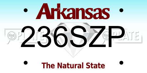 236SZP Arkansas License Plate