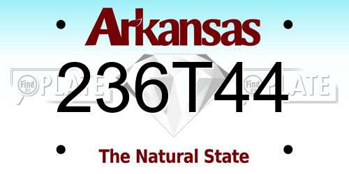 236T44 Arkansas License Plate