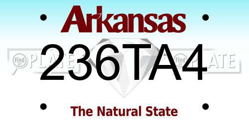 236TA4 Arkansas License Plate