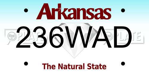 236WAD Arkansas License Plate