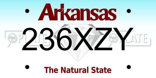 236XZY Arkansas License Plate