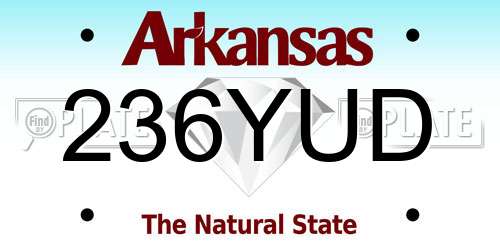 236YUD Arkansas License Plate