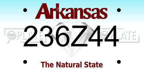 236Z44 Arkansas License Plate