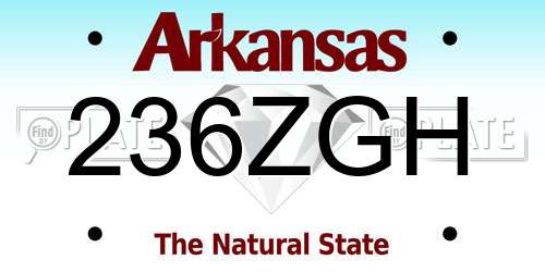 236ZGH Arkansas License Plate