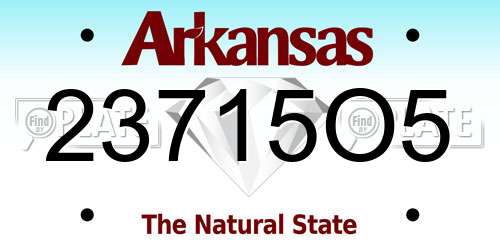 23715O5 Arkansas License Plate