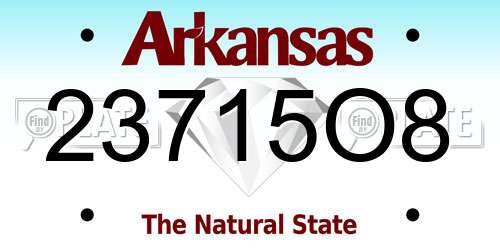 23715O8 Arkansas License Plate